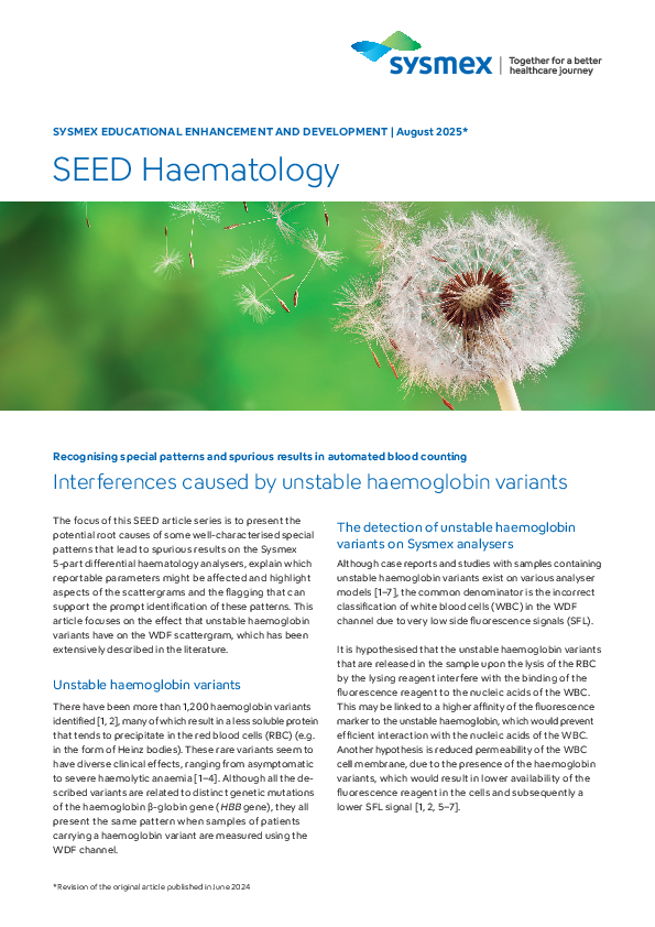 Interferences caused by unstable haemoglobin variants