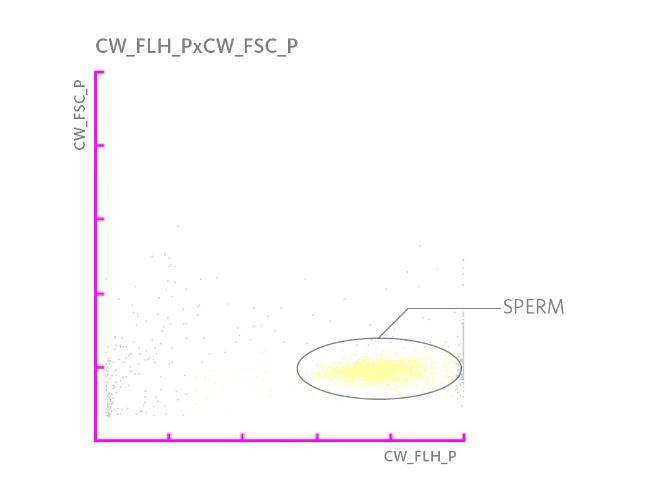 Scattergram highlighting a population spermatozoa in a urine sample.